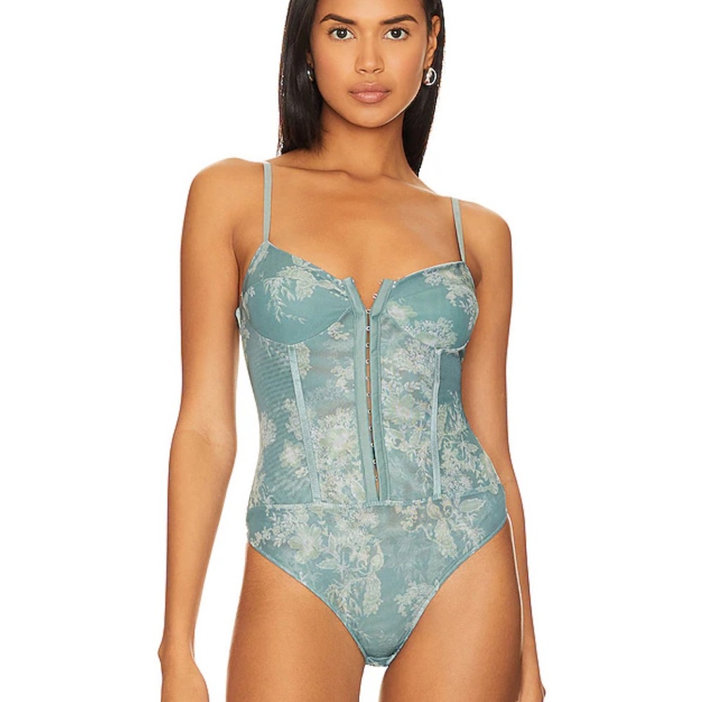 NWT Free People Sage Green Corset Bodysuit XS